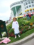 ...and now she's traveled to Mackinac Island in front of the Grand Hotel!